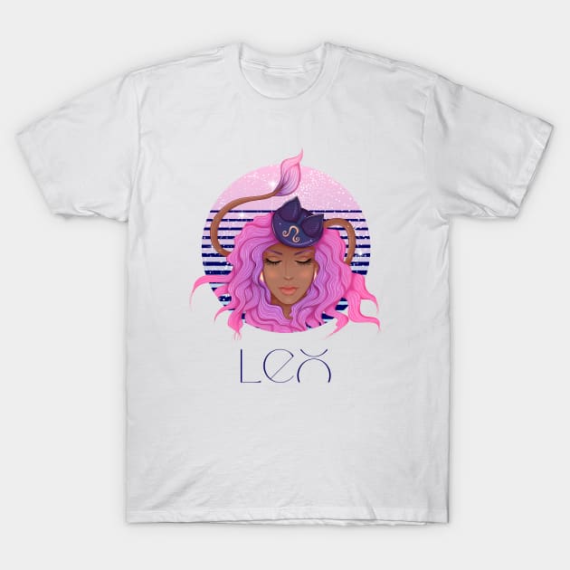 Leo Zodiac Sign | Circle Beautiful Girl T-Shirt by Violete Designs